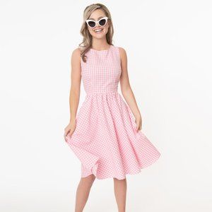 UV Retrolicious Pink & White Gingham Swing Dress